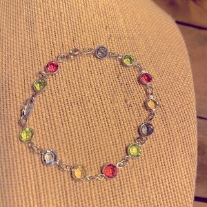 Colorful Crystal Silver Bracelet